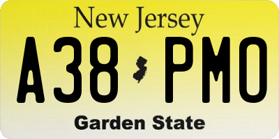 NJ license plate A38PMO