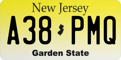 NJ license plate A38PMQ