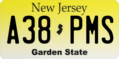 NJ license plate A38PMS