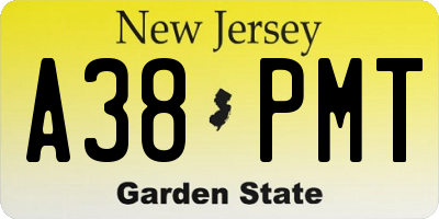 NJ license plate A38PMT
