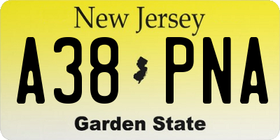 NJ license plate A38PNA