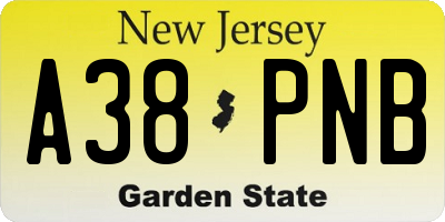 NJ license plate A38PNB