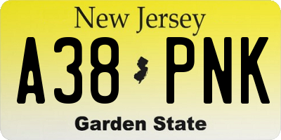 NJ license plate A38PNK