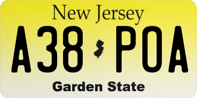 NJ license plate A38POA