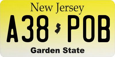 NJ license plate A38POB
