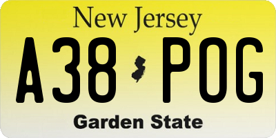 NJ license plate A38POG