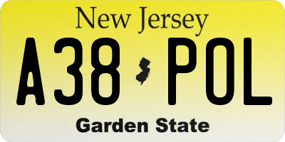 NJ license plate A38POL