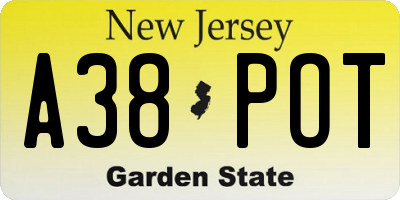 NJ license plate A38POT