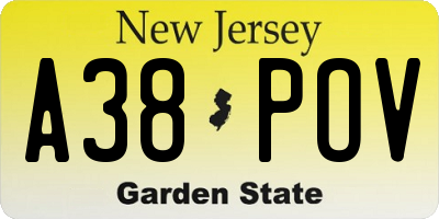 NJ license plate A38POV