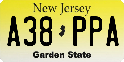 NJ license plate A38PPA