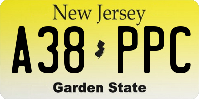 NJ license plate A38PPC