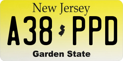 NJ license plate A38PPD