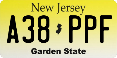NJ license plate A38PPF