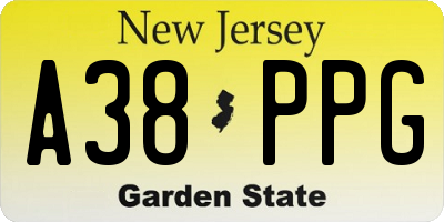 NJ license plate A38PPG