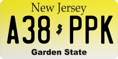 NJ license plate A38PPK