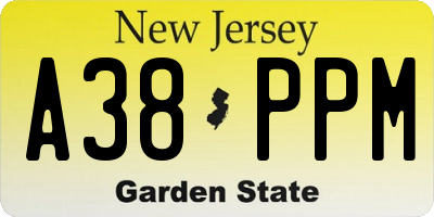 NJ license plate A38PPM