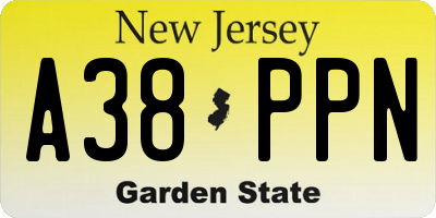 NJ license plate A38PPN