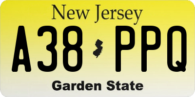 NJ license plate A38PPQ