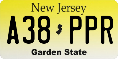 NJ license plate A38PPR