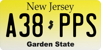 NJ license plate A38PPS