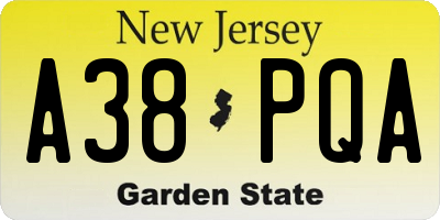 NJ license plate A38PQA