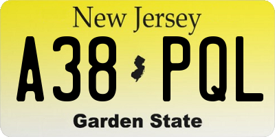 NJ license plate A38PQL