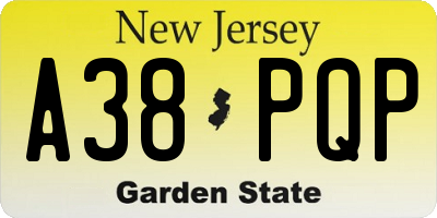 NJ license plate A38PQP