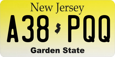 NJ license plate A38PQQ