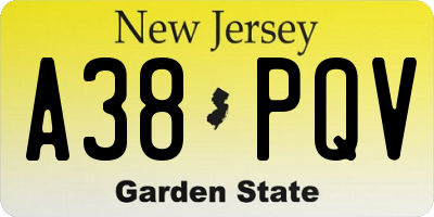 NJ license plate A38PQV