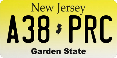 NJ license plate A38PRC