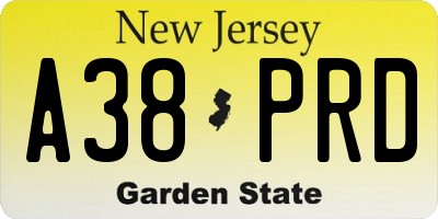 NJ license plate A38PRD