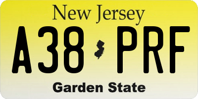 NJ license plate A38PRF