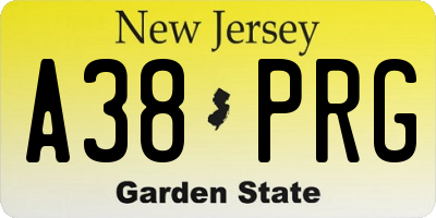 NJ license plate A38PRG