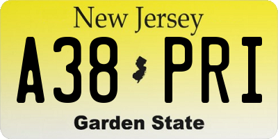 NJ license plate A38PRI