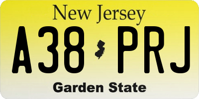 NJ license plate A38PRJ