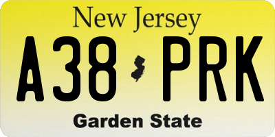 NJ license plate A38PRK