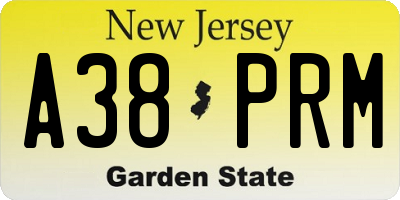 NJ license plate A38PRM
