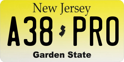 NJ license plate A38PRO