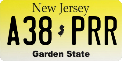 NJ license plate A38PRR