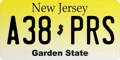 NJ license plate A38PRS