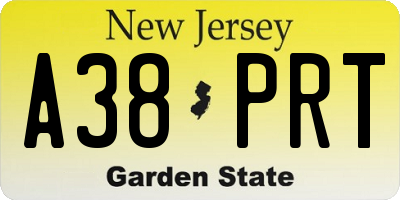 NJ license plate A38PRT