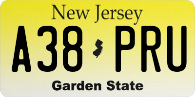 NJ license plate A38PRU