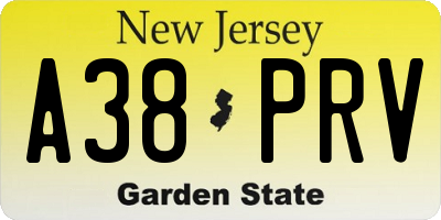 NJ license plate A38PRV