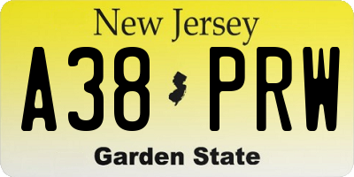 NJ license plate A38PRW
