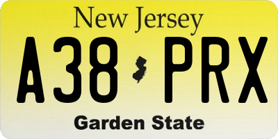 NJ license plate A38PRX