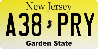 NJ license plate A38PRY