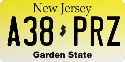 NJ license plate A38PRZ