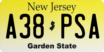 NJ license plate A38PSA
