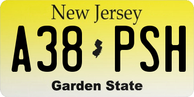 NJ license plate A38PSH