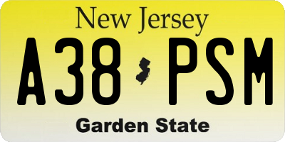 NJ license plate A38PSM